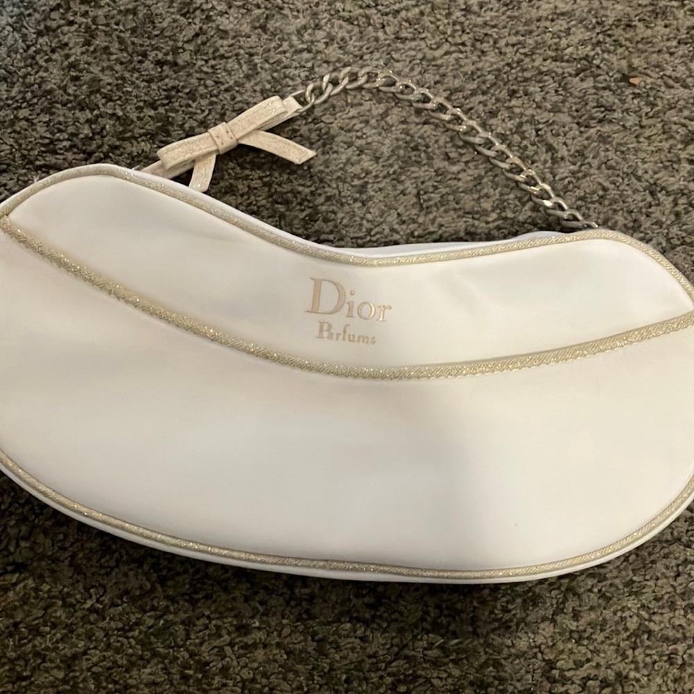 Dior White and Gold Cosmetic Bag